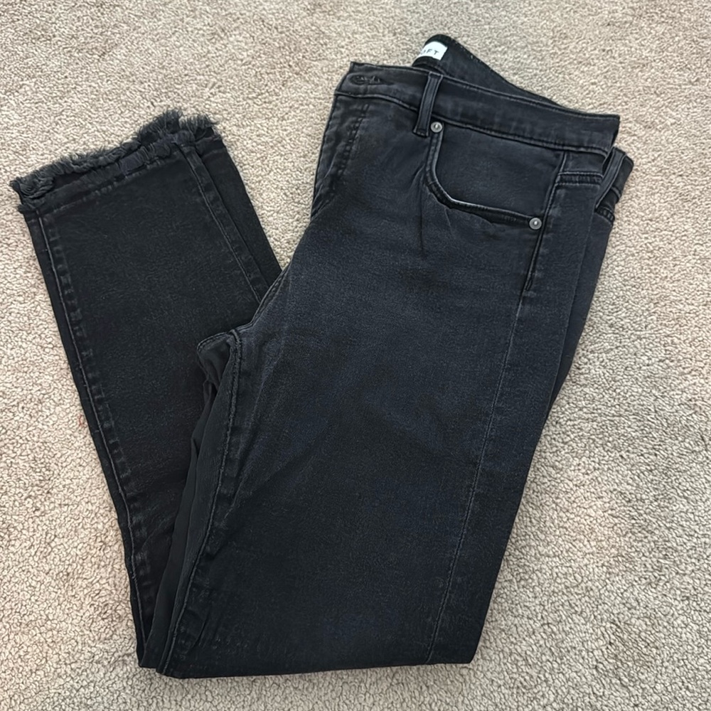 Loft Black Modern Skinny Jean Double Frayed Hem